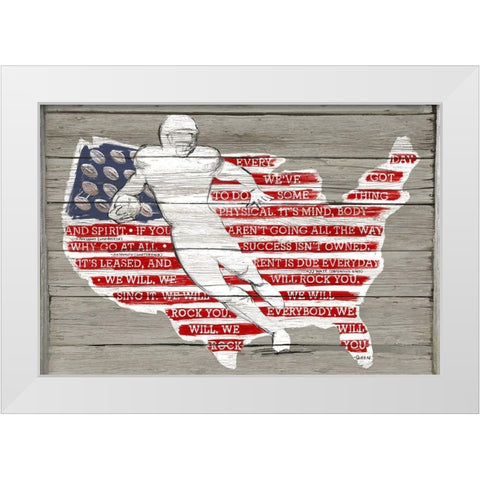 USA Flag and Runningback White Modern Wood Framed Art Print by Art Licensing Studio