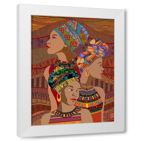 3 Women Portrait White Modern Wood Framed Art Print by Art Licensing Studio