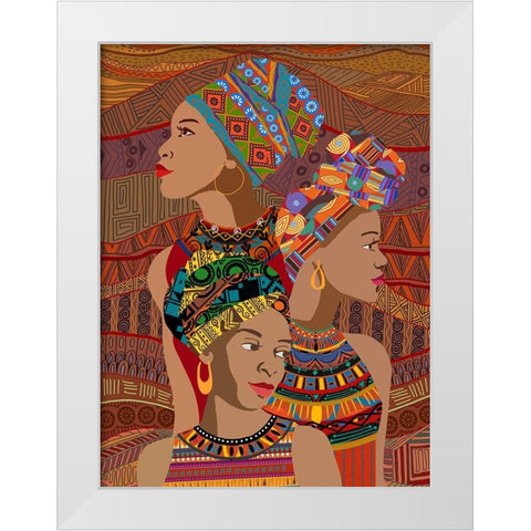 3 Women Portrait White Modern Wood Framed Art Print by Art Licensing Studio