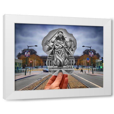 Pencil Vs Camera - Justice White Modern Wood Framed Art Print by Heine, Ben