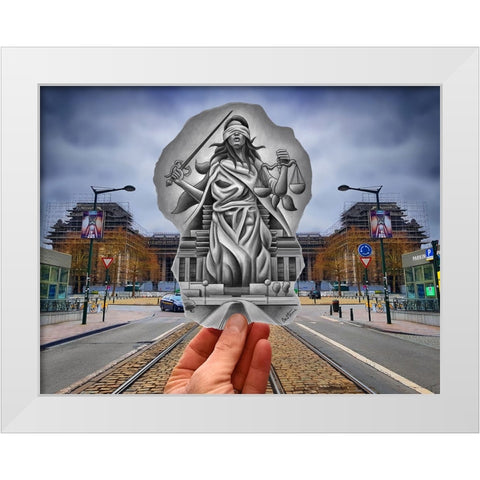 Pencil Vs Camera - Justice White Modern Wood Framed Art Print by Heine, Ben
