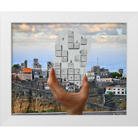 Pencil Vs Camera - Tetris White Modern Wood Framed Art Print by Heine, Ben