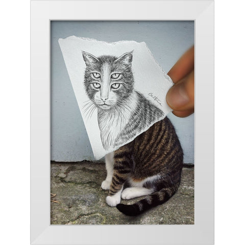 Pencil Vs Camera 6 - 4 Eyes Cat White Modern Wood Framed Art Print by Heine, Ben