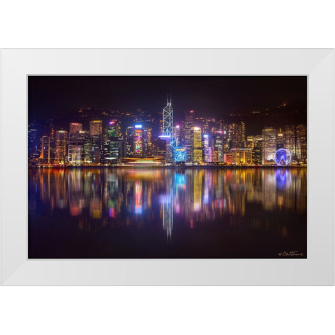 Hong Kong Skyline 2014 White Modern Wood Framed Art Print by Heine, Ben