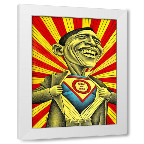 Will Obama Change The World White Modern Wood Framed Art Print by Heine, Ben