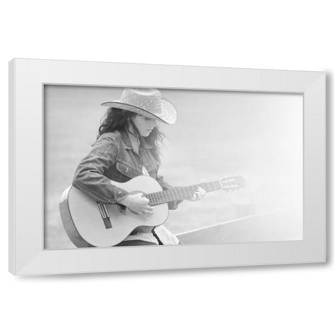 Guitar White Modern Wood Framed Art Print by Heine, Ben