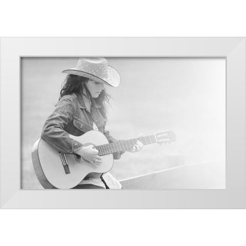 Guitar White Modern Wood Framed Art Print by Heine, Ben