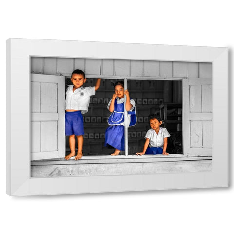 Students Trio White Modern Wood Framed Art Print by Heine, Ben