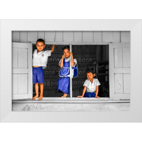 Students Trio White Modern Wood Framed Art Print by Heine, Ben