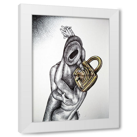 The Kiss White Modern Wood Framed Art Print by Heine, Ben