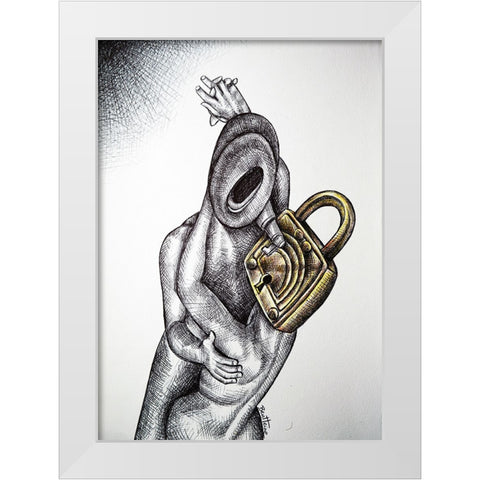 The Kiss White Modern Wood Framed Art Print by Heine, Ben