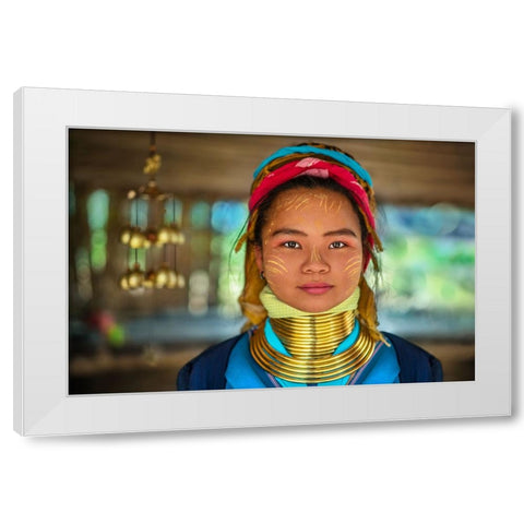 Young Padaung Woman Thailand - 5 White Modern Wood Framed Art Print by Heine, Ben