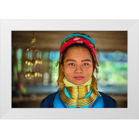 Young Padaung Woman Thailand - 5 White Modern Wood Framed Art Print by Heine, Ben