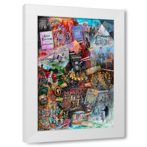 Dickens White Modern Wood Framed Art Print by Bell, Bill