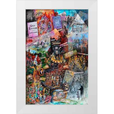 Dickens White Modern Wood Framed Art Print by Bell, Bill