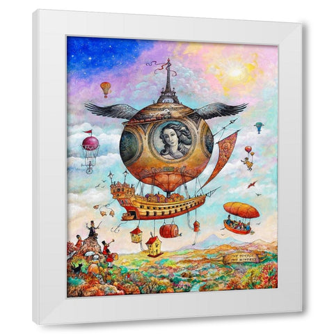 Voyage of the Minerva White Modern Wood Framed Art Print by Bell, Bill