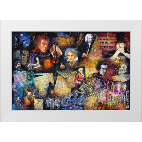 Art of Music White Modern Wood Framed Art Print by Bell, Bill