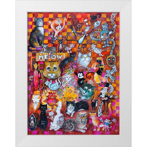 A Collection of Cats White Modern Wood Framed Art Print by Bell, Bill