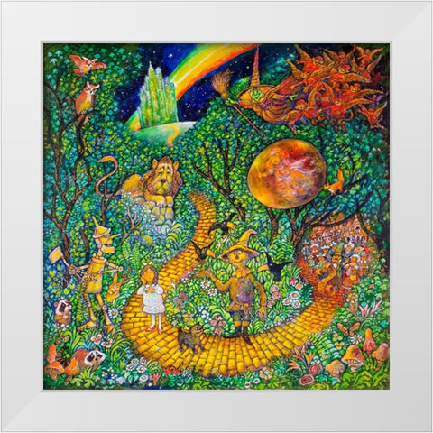 Yellow Brick Road White Modern Wood Framed Art Print by Bell, Bill