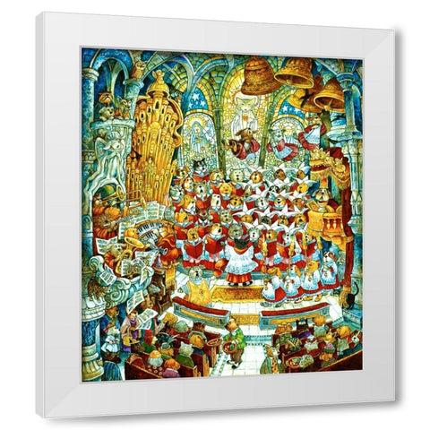 Howl-A-Lujah White Modern Wood Framed Art Print by Bell, Bill