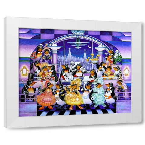 Penguin Penthouse White Modern Wood Framed Art Print by Bell, Bill