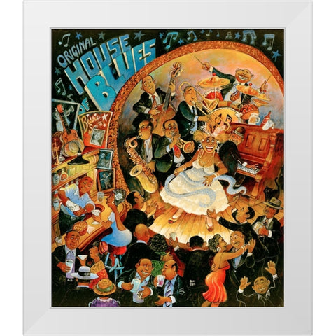Original House of Blues White Modern Wood Framed Art Print by Bell, Bill