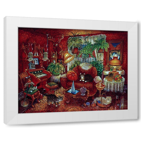 Red Room White Modern Wood Framed Art Print by Bell, Bill