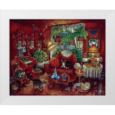 Red Room White Modern Wood Framed Art Print by Bell, Bill