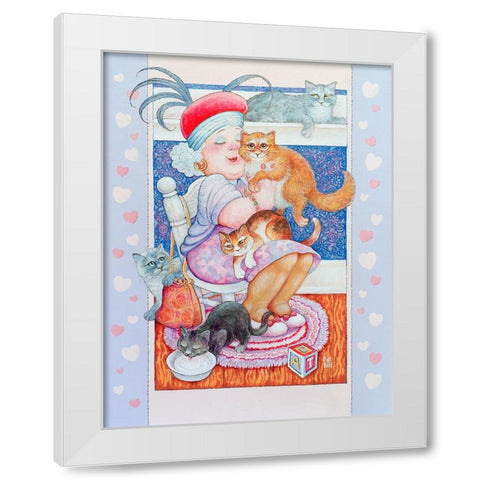 Cat Lady 2 White Modern Wood Framed Art Print by Bell, Bill