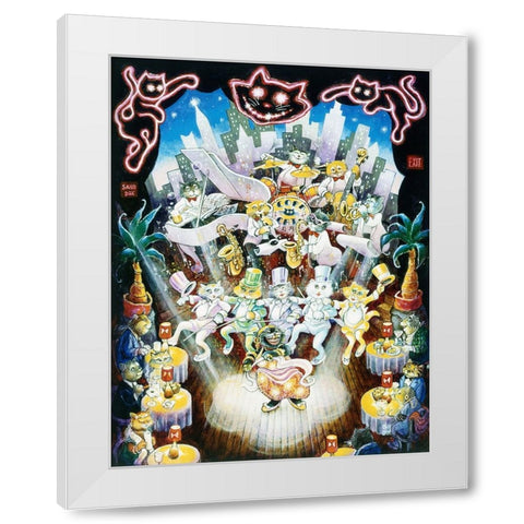 Copa Cats  White Modern Wood Framed Art Print by Bell, Bill