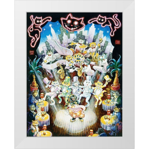 Copa Cats  White Modern Wood Framed Art Print by Bell, Bill