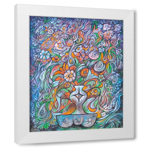 The Flower Vase White Modern Wood Framed Art Print by Bell, Bill