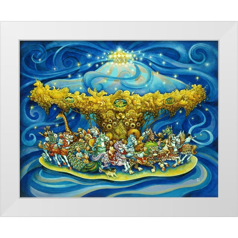 Carousel White Modern Wood Framed Art Print by Bell, Bill