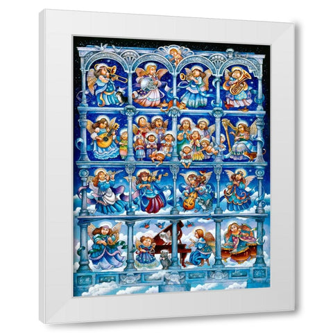 Angels We Have Heard On High White Modern Wood Framed Art Print by Bell, Bill