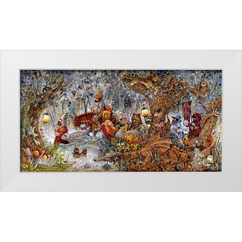 In Search Of Dragons White Modern Wood Framed Art Print by Bell, Bill