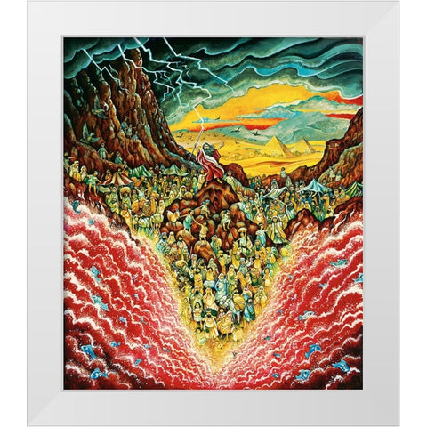 Parting The Red Sea White Modern Wood Framed Art Print by Bell, Bill