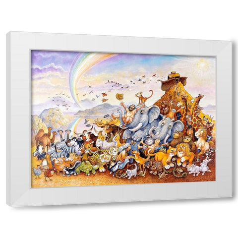 Noahs Happy Ending White Modern Wood Framed Art Print by Bell, Bill