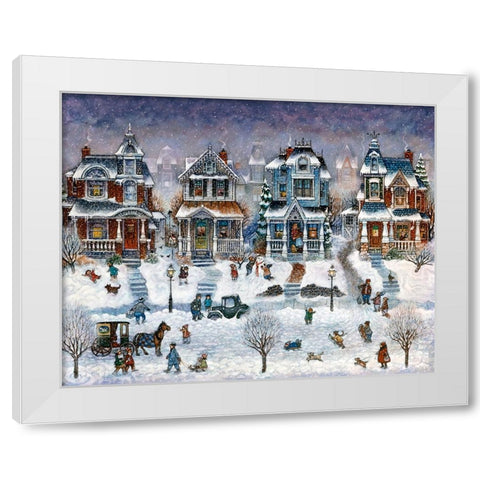 Snow Day White Modern Wood Framed Art Print by Bell, Bill