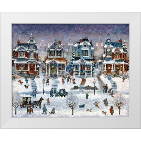 Snow Day White Modern Wood Framed Art Print by Bell, Bill