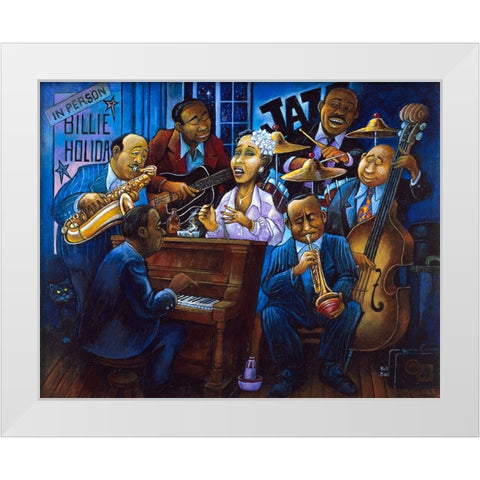 When Billie Sang The Blues White Modern Wood Framed Art Print by Bell, Bill