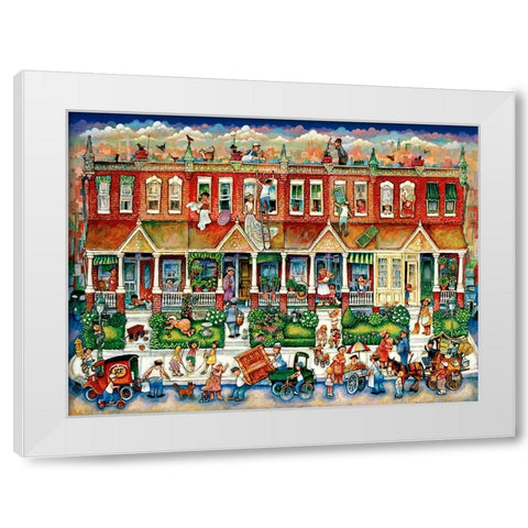 Row Houses  White Modern Wood Framed Art Print by Bell, Bill