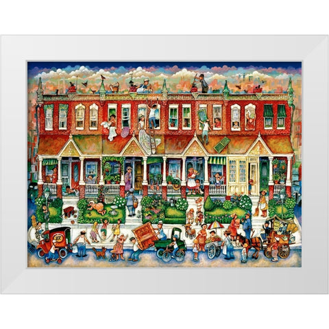Row Houses  White Modern Wood Framed Art Print by Bell, Bill