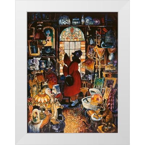 Antique Lady Red Coat II White Modern Wood Framed Art Print by Bell, Bill