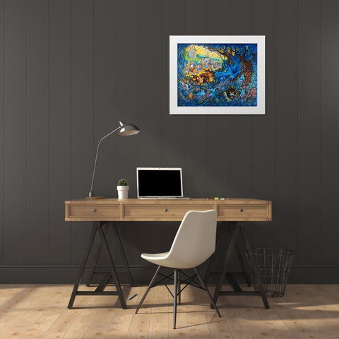 In Search Of The Blue Dragon White Modern Wood Framed Art Print by Bell, Bill