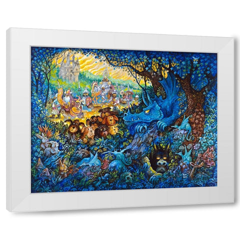 In Search Of The Blue Dragon White Modern Wood Framed Art Print by Bell, Bill