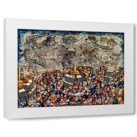 Week On Wall Street White Modern Wood Framed Art Print by Bell, Bill