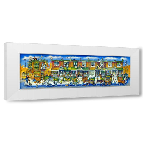 Row Of Houses Long White Modern Wood Framed Art Print by Bell, Bill