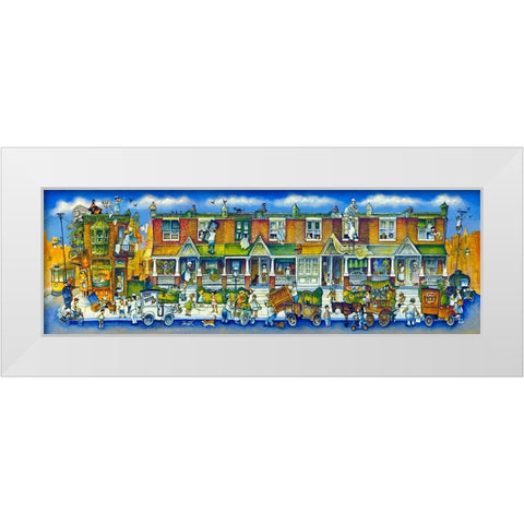 Row Of Houses Long White Modern Wood Framed Art Print by Bell, Bill