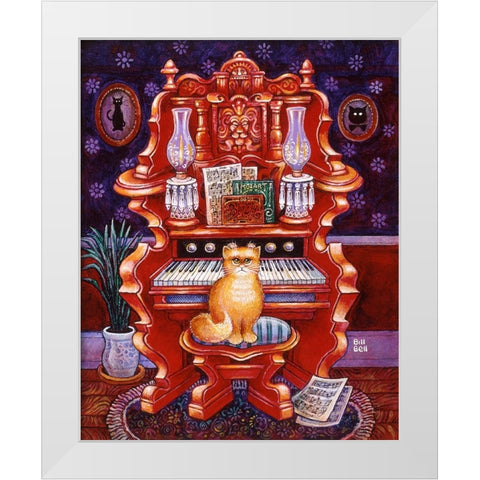 Malcolm W/ Organ White Modern Wood Framed Art Print by Bell, Bill