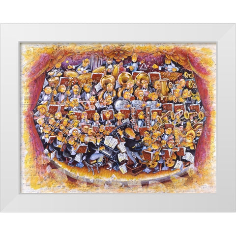 Too Many  Notes White Modern Wood Framed Art Print by Bell, Bill